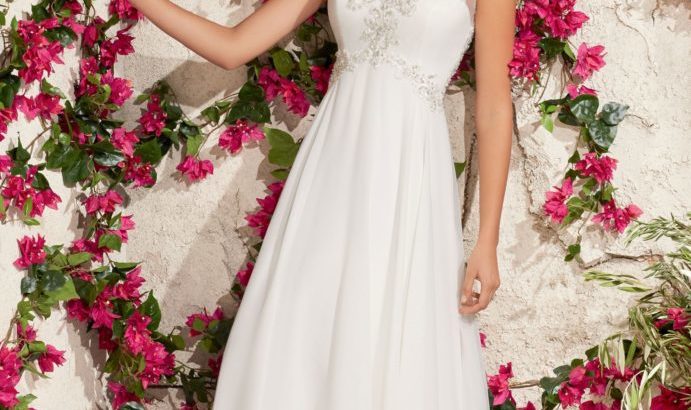 Smuk Mori Lee kjole str. 36 – Chiffon with Crystal