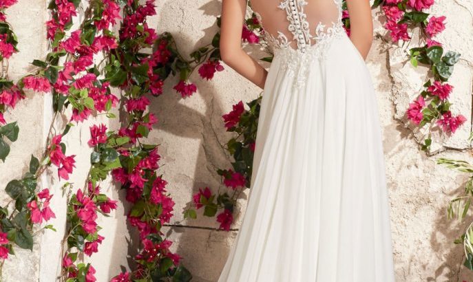 Smuk Mori Lee kjole str. 36 – Chiffon with Crystal
