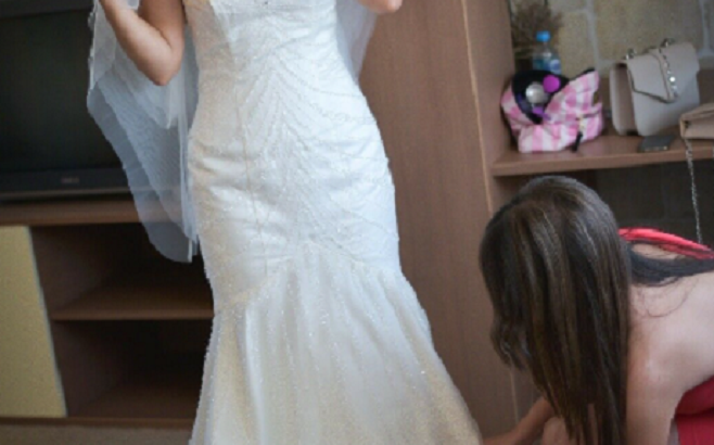 Brudekjole fra Milan Bride, str. 36, renset profes
