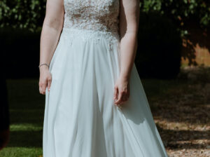 A-Line chiffon & lace wedding dress in white